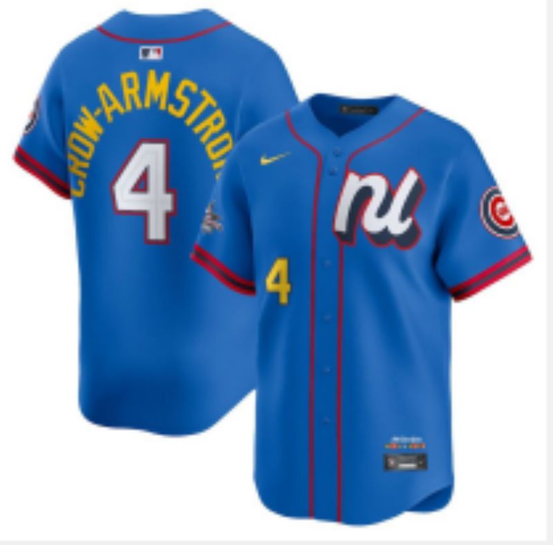 Men 2025 Chicago Cubs #4 Crow-Armstrong Blue All star Blank Blue Nike MLB Jersey style 5